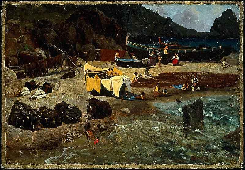 Albert Bierstadt Fishing Boats at Capri oil painting picture